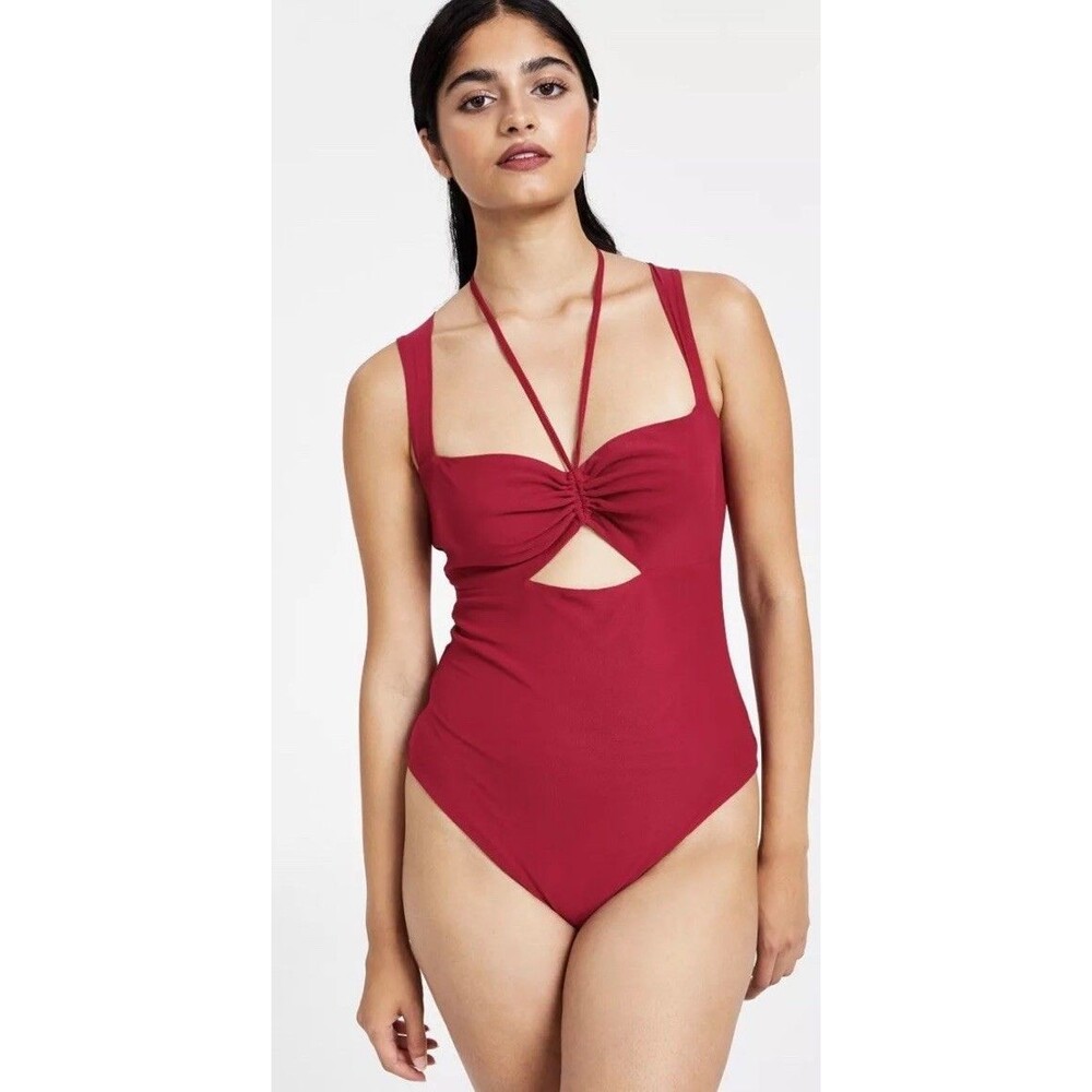 NWT Bar III Red Bodysuit Cutout Sweetheart Neck Sexy Sz Small